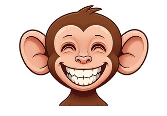 Fototapeta premium A cheerful cartoon monkey with a big, toothy grin, displaying happiness and joy.