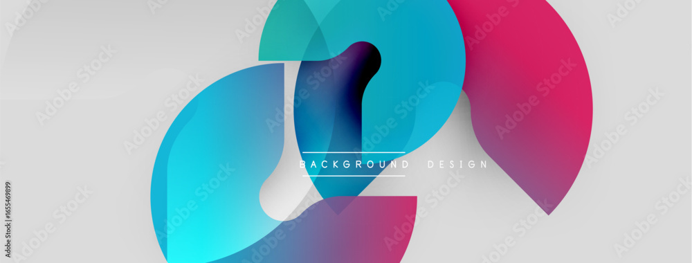 Poster abstract shapes overlap, creating vibrant color gradients. modern design elements suggest fluidity, 