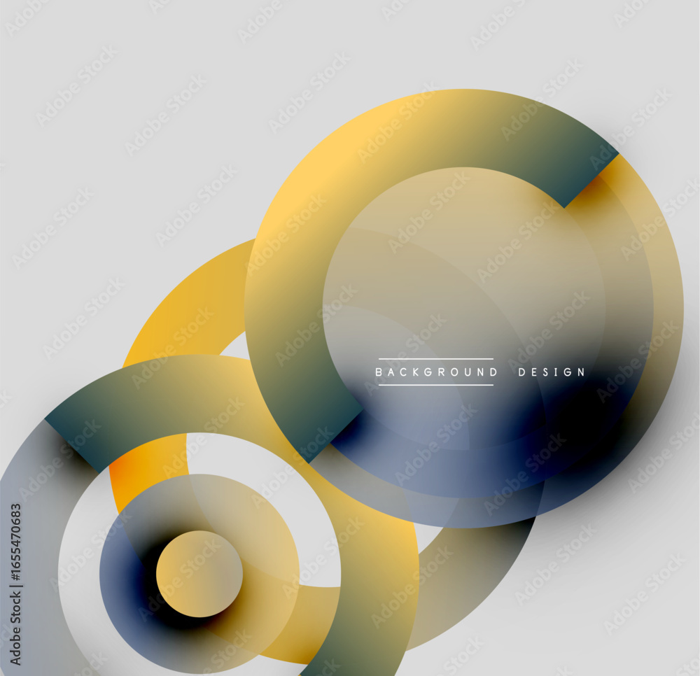 Poster abstract overlapping circles create dynamic visual effect. gradient colors blend, forming modern des