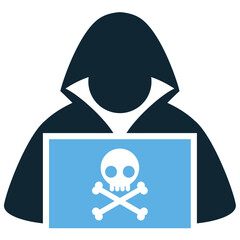 Hacker icon vector for cybersecurity, digital threats, and online crime. Perfect for illustrating cyber attacks, data breaches, and illegal activity.