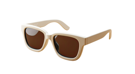 Cream-colored oversized square sunglasses