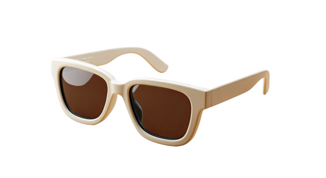 Cream-colored oversized square sunglasses