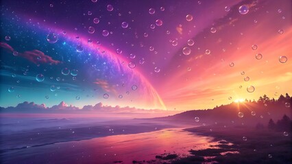 Prismatic light leak over bright candy-tone gradient mesh. Colorful gradient mesh overlaid with prismatic light leaks—radiant, playful, and surreal.