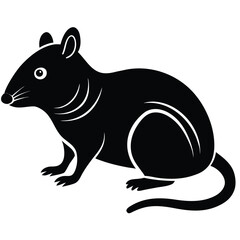 Obraz premium Black rodent silhouette with white accents animal