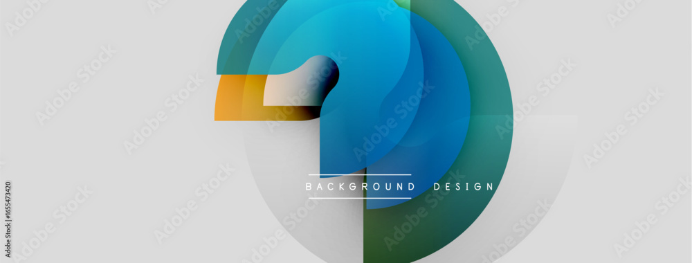 Poster abstract colorful circles overlap, creating dynamic visual effect. background features text backgrou