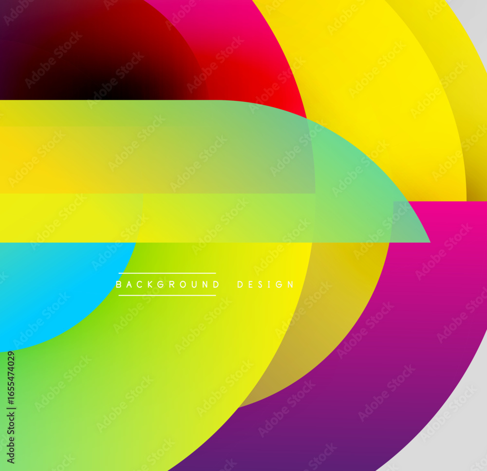 Poster abstract vibrant layers overlap. bright colors blend, creating dynamic visual effect. modern design 
