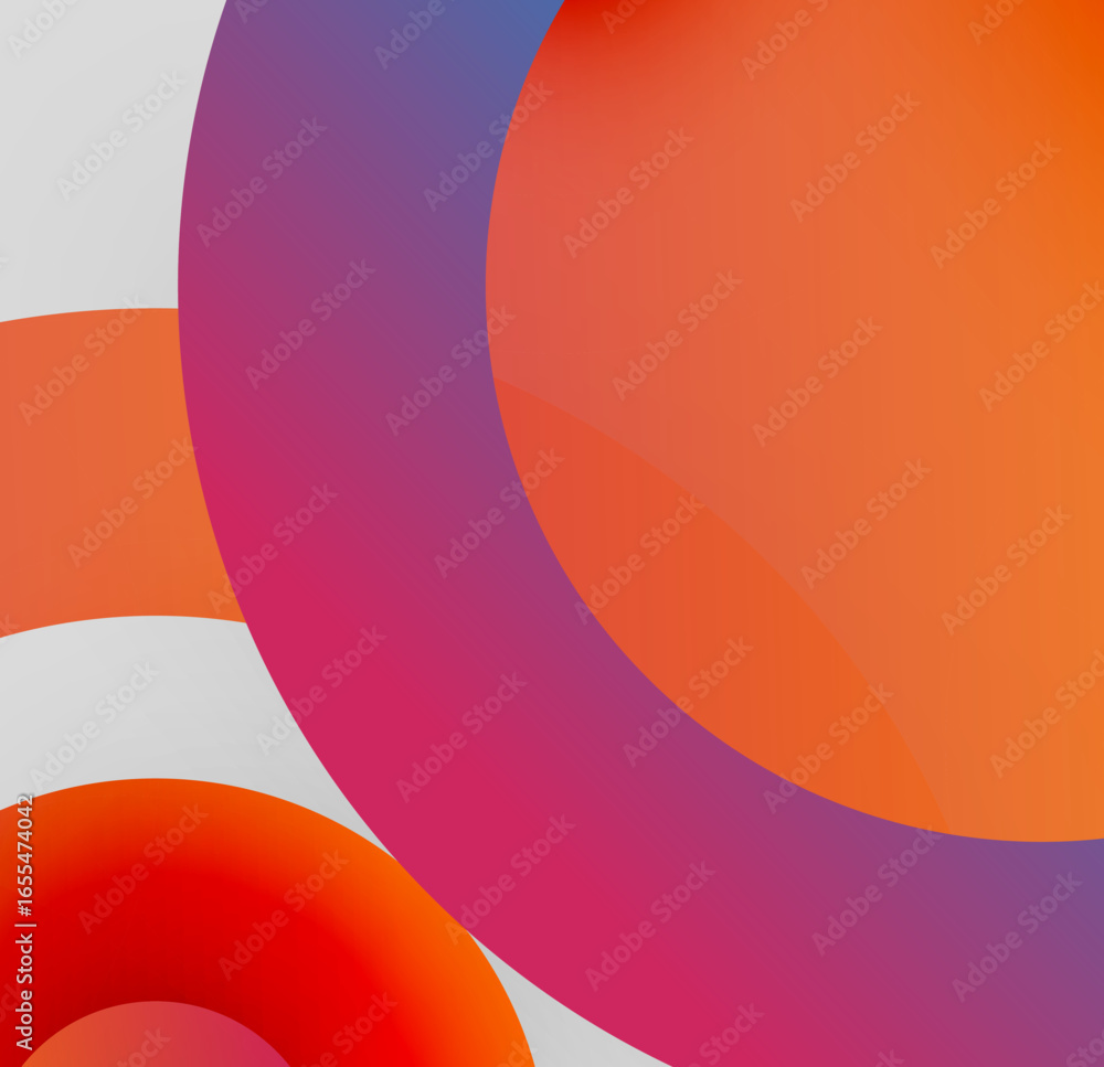 Poster abstract composition featuring overlapping circles. warm hues blend with cool tones creating soft gr