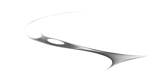 This abstract metallic object curves gracefully with a modern, edgy design. A versatile graphic element for motion graphics, websites, or overlays.