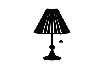 Black silhouette of a table lamp isolated on white background silhouette