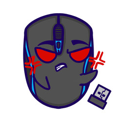 Sticker Kawaii Cute Wireless Mouse Character with Expressions