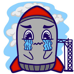 Sticker Kawaii Cute Rocket Character with Expressions