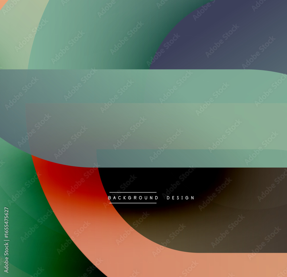 Poster abstract composition. overlapping shapes create layered visual effect. colors blend, forming modern 