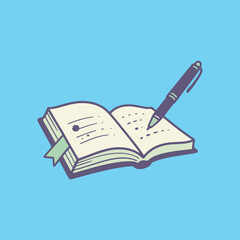 Open Notebook With Pen Writing Illustration