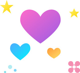 Colorful Heart Vector Set with Stars and Cute Shapes