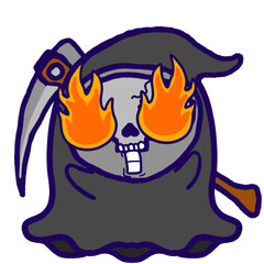 Sticker Kawaii Halloween Event - Cute Angel of death or Reaper Character with Expressions