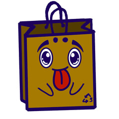 Sticker Kawaii Cute Recycled Paper Bags Character with Expressions