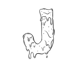 j letter slime style digital illustration drawing white background
