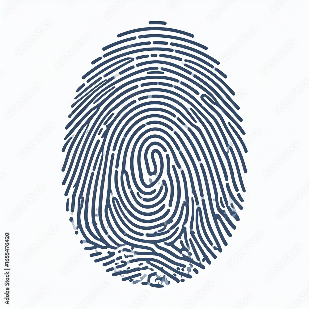 Poster a detailed illustration of a stylized fingerprint pattern, showcasing intricate lines and a subtle t