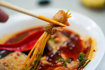 Mala Pork Belly with Golden Needle Mushrooms – Horizontal View