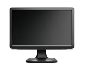 A black computer monitor with a dark screen