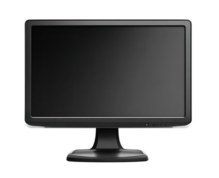 A black computer monitor with a dark screen
