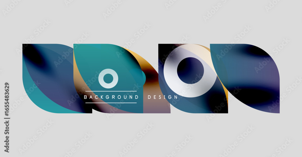 Poster abstract shapes overlap, creating vibrant color gradients. text reads background design within centr