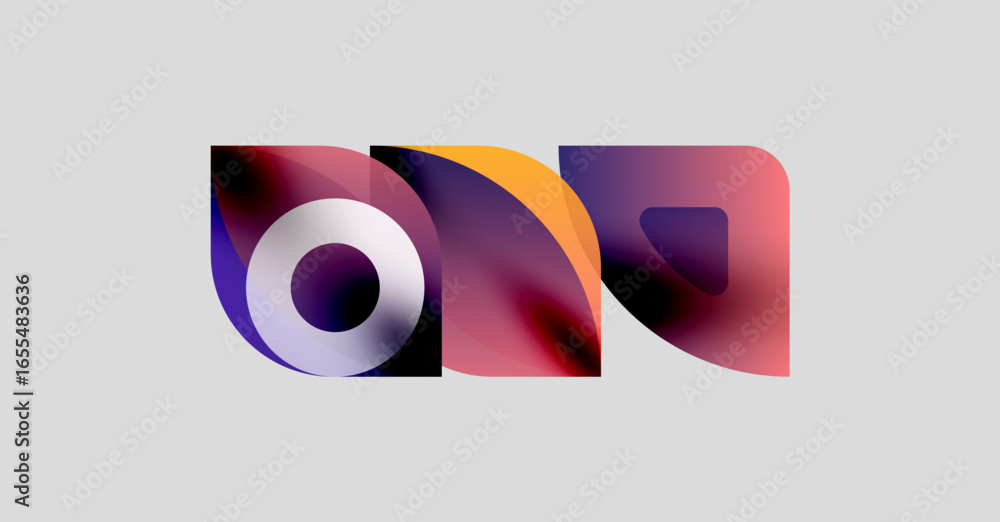 Poster abstract colorful shapes overlap, creating dynamic visual effect. gradient hues blend, forming moder