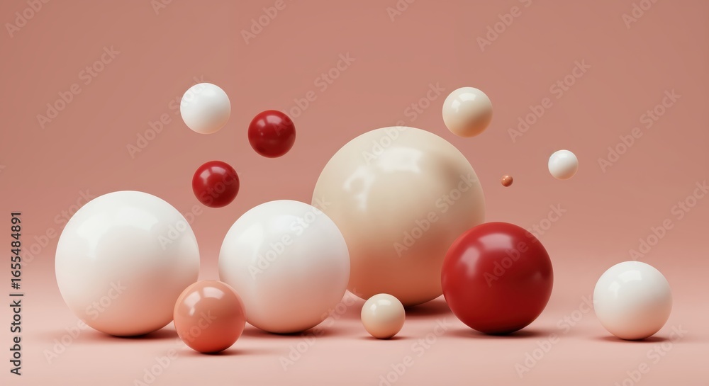 Aufkleber floating spheres: a cluster of radiant spheres in various sizes and hues gently levitate against a m