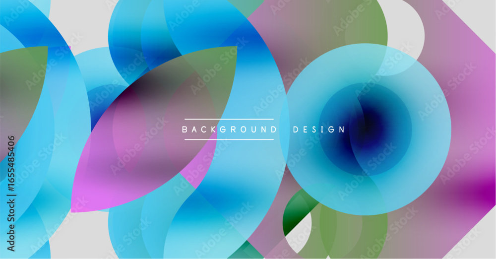 Poster abstract fluid shapes, vibrant colors blend. circles overlap creating dynamic visual effect. modern 