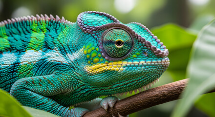 Obraz premium A chameleon performing camouflage