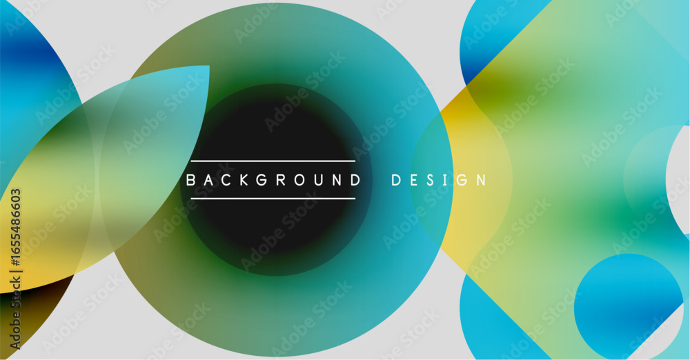 Poster abstract colorful circles overlap. gradient shades create modern visual effect. text reads backgroun