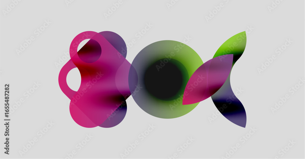 Aufkleber abstract colorful shapes overlap, creating dynamic visual composition. soft gradients suggest fluidi