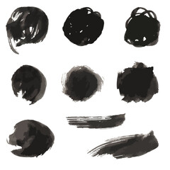 墨の筆ブラシテクスチャセット 手描きのインク背景素材