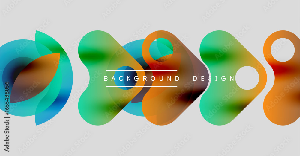 Poster abstract colorful shapes overlap, creating dynamic background design. gradient hues blend smoothly, 