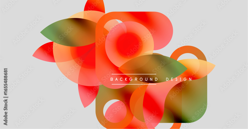 Poster abstract floral design. overlapping translucent shapes create vibrant composition. modern background