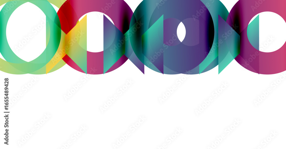 Aufkleber abstract colorful circles overlap white space. modern design, vibrant hues create dynamic visual imp