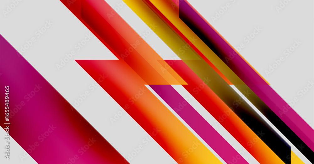Poster abstract composition featuring vibrant diagonal stripes. colors blend, creating dynamic visual effec