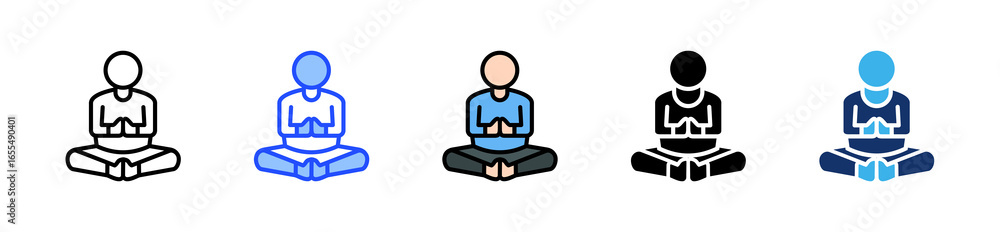 Poster lotus pose icon collection with multiple styles