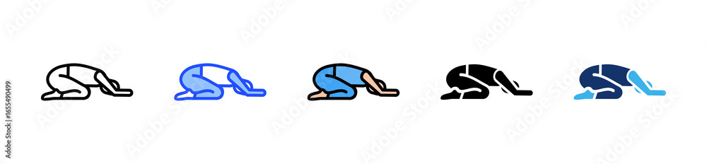Poster childs pose icon collection with multiple styles
