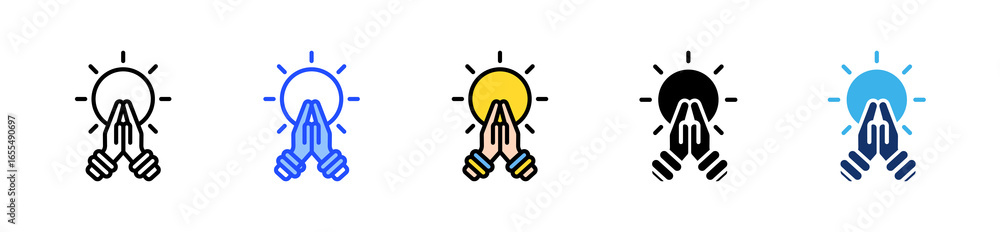 Poster namaste icon collection with multiple styles