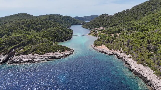 Drone aerial view mljet national park croatia balkan country balkans adriatic sea