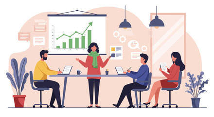 Business Team Presentation with Growth Chart and People