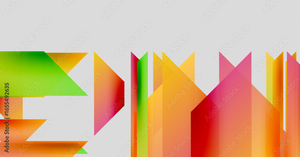 Aufkleber abstract geometric shapes overlap, creating vibrant color blocks. composition features gradients, an