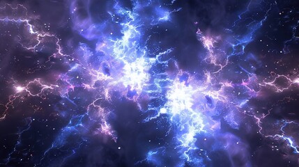 Fractal-like neon electricity branching in a cosmic void, depicting natural energy patterns.