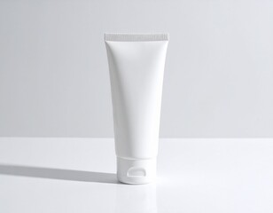 A white cosmetic tube with a flip-top cap