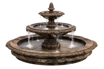 Ornate, tiered fountain with cascading water