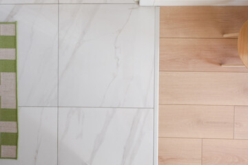 Modern interior flooring with tile and wood textures