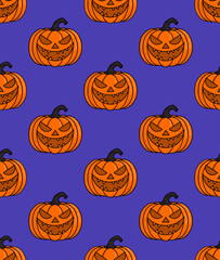 Jack o Lantern Halloween Seamless Pattern