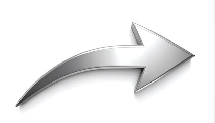 A curved, metallic arrow points right, casting a subtle shadow on a white background