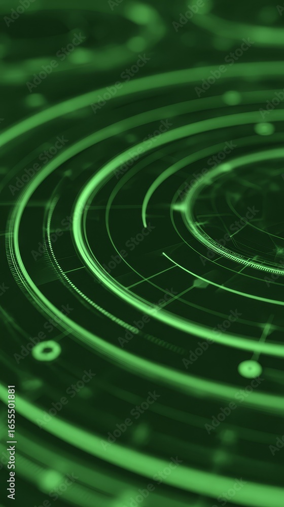 Poster abstract green circular background with intricate geometric patterns and overlapping circles a moder